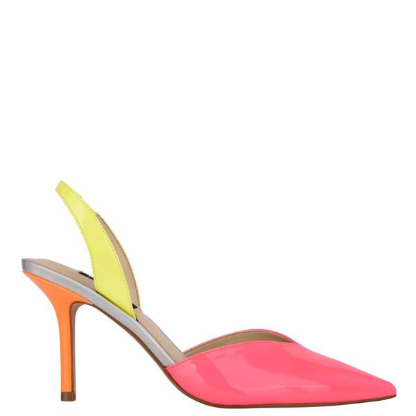 Nine West Hello Pointy Toe Slingback Pink Yellow Heeled Sandals | South Africa 04J06-0V68